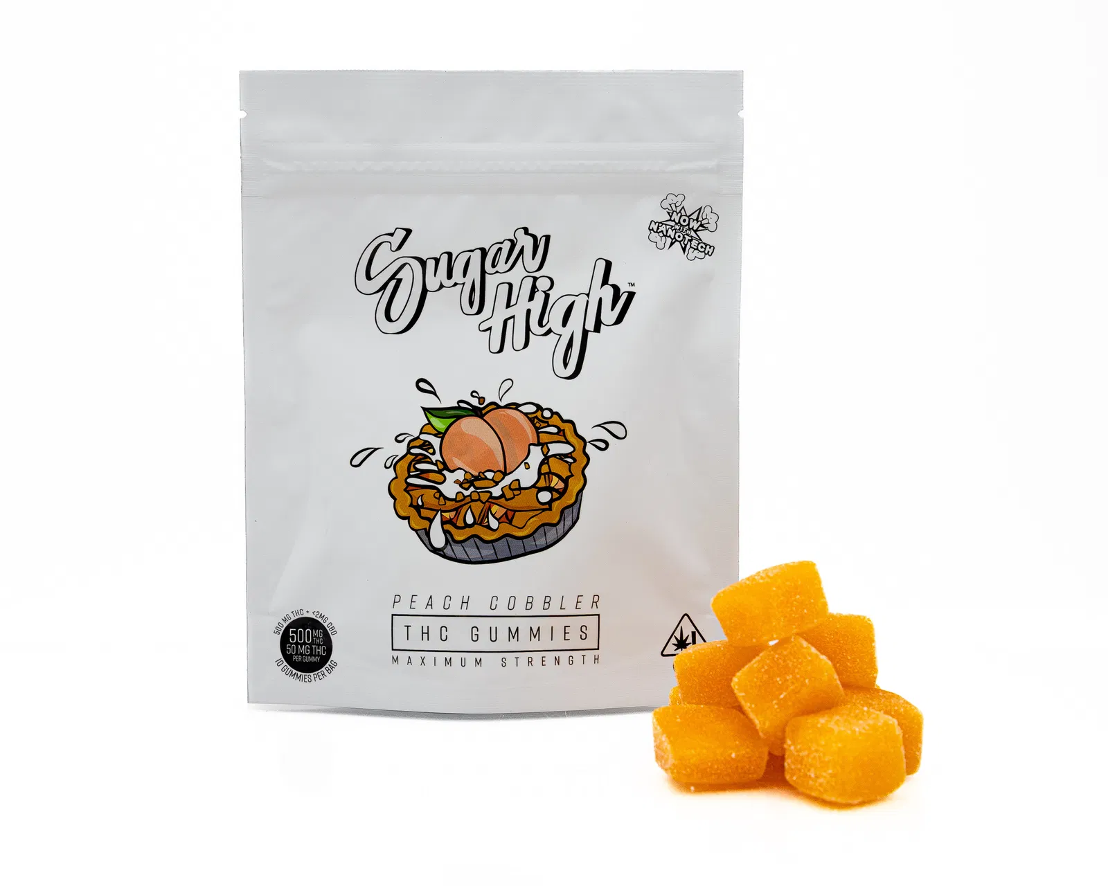 sugar high peach cobbler 500mg gummies
