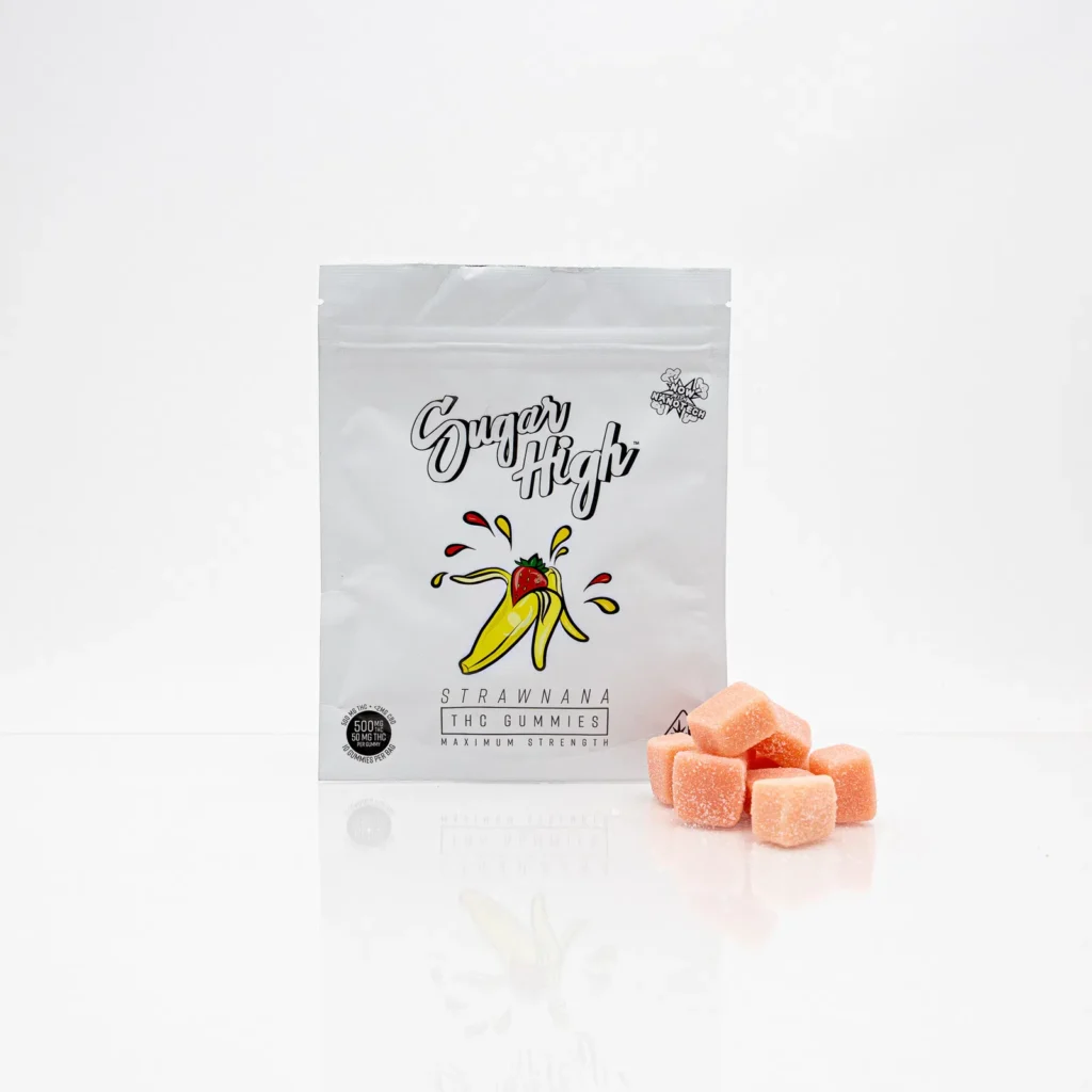 SUGAR HIGH GUMMIES W NANOTECHNOLOGY MAXIMUM STRENGTH 500 MG STRAWNANA 20dd379bda 1024x1024