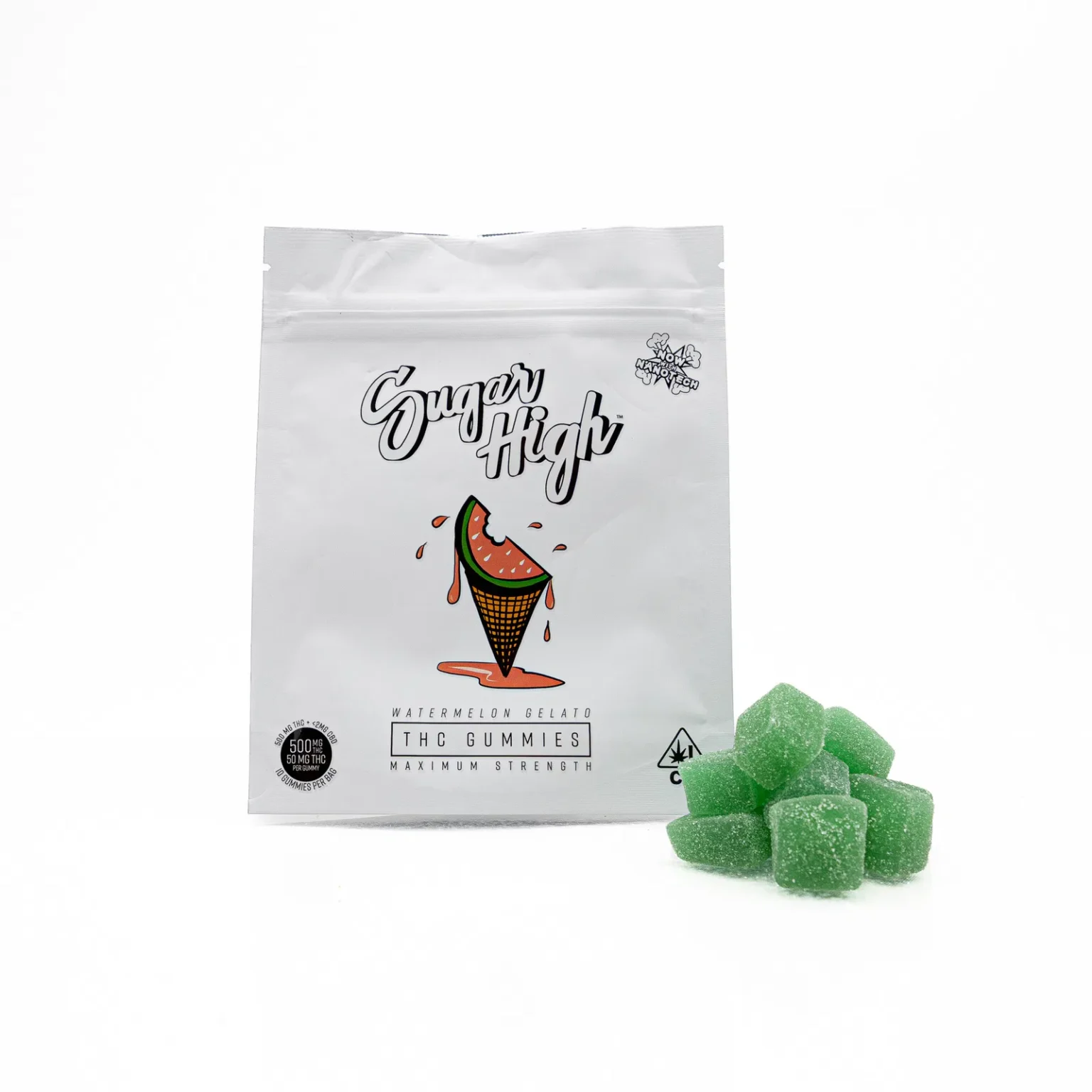 sugar high watermelon gelato 500mg gummies (indica) sugar high watermelon gelato 500mg gummies (indica)